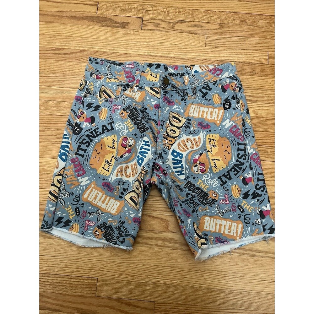 Born Primitive The Buttery Bros Men's Spellout Party 5 Pocket Shorts Size M Blue